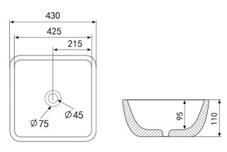 Раковина ABBER Rechteck AC2205GG 43см золото