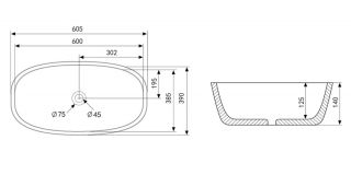 Раковина ABBER Rechteck AC2206MG 60см серый матовый
