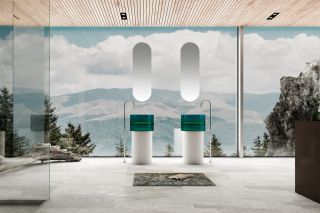 Напольная раковина ABBER Kristall AT2701White-Aquamarin-H 45см белый/бирюзовый