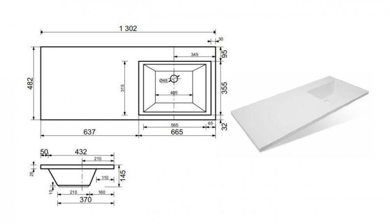 Умывальник Style Line Даллас 130 правый
