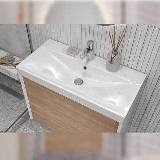 Тумба под раковину подвесная Velvex Gesso tp.GES.9696.80.2Y белый матовый/дуб сонома, 80 см