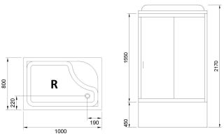Душевая кабина Royal Bath BP правая стекло прозрачное 100x80см RB8100BP1-T-R