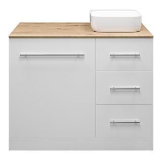 Напольная тумба под раковину Misty Респект под стиральную машину 110см правая белый/дуб Артизан