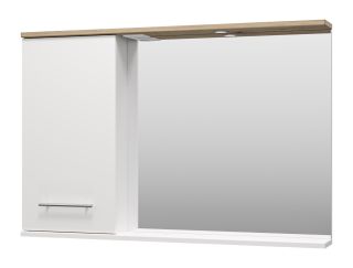 Зеркальный шкаф с подсветкой Misty Респект 120см левый белый/дуб Артизан
