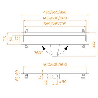 Душевой лоток RGW Drain Leo-31 60213160-04 60см под плитку чёрный