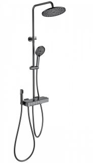 Душевая стойка Wonzon & Woghand Muse Forte WW-B3580-BGG с термостатом тёмный графит