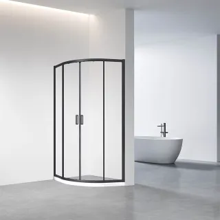 Душевой уголок Veconi Rovigo RV-01B, 800x800x1950, черный, стекло прозрачное