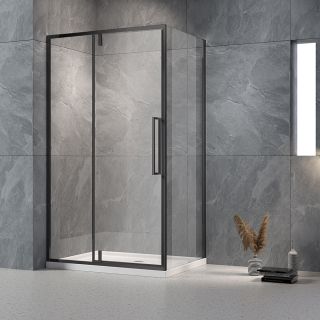 Душевой уголок Veconi Rovigo RV-034B, 1000х800х1950, черный, прозрачное стекло