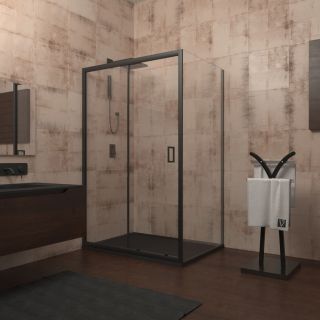 Душевой уголок Veconi Rovigo RV-046B, 1000х700х1950, черный, стекло прозрачное