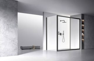 Душевой уголок Veconi Rovigo RV-060B, 1700х900х1950, черный, стекло прозрачное