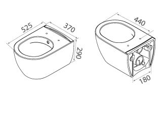 Подвесной унитаз Boheme Bianca 963-SET-2-W безободковый с функцией биде белый глянец