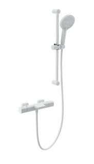 Смеситель для ванны с душевым гарнитуром Wonzon & Woghand Plate WW-C2017-A-MW с термостатом белый матовый