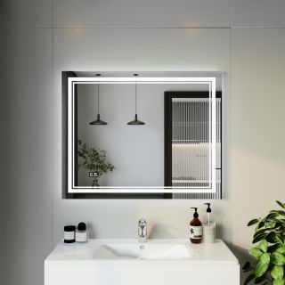 Зеркало с подсветкой Бриклаер Эстель-2 4627125414312 с часами 100 см на взмах руки