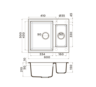 Мойка кухонная Omoikiri Sakaime 60-2-DC тёмный шоколад