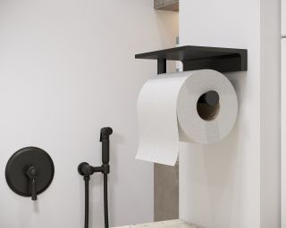 Держатель для туалетной бумаги Timo Selene с полкой для телефона чёрный 13043/03