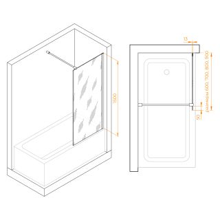 Шторка на ванну RGW SC-051B 351105109-14 90см чёрный