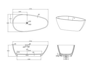 Ванна из искусственного камня Timo Rali RALI1700 170x80 см белый