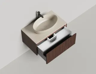 Подвесная тумба Salini Domino 27D208F 80см шпон/фрезерованный фасад