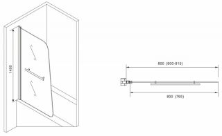 Шторка на ванну ABBER Ewiges Wasser 80см чёрный AG50080B