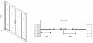 Шторка на ванну ABBER Schwarzer Diamant AG57160 160см хром