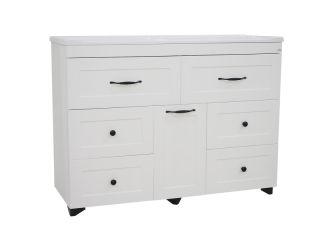 Напольная тумба под раковину Misty Дуэт 120см с бельевой корзиной белый