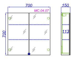 Зеркальный шкаф Aqwella МС MC.04.07