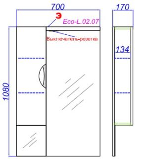 Зеркальный шкаф Aqwella ЭкоЛайн Eco-L.02.07