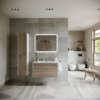 Подвесная тумба под раковину Sancos Smart SM90E 90см дуб бардолино/белый