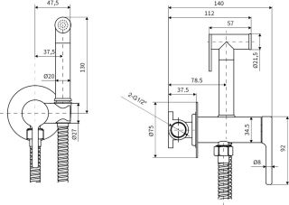 Смеситель для биде скрытого монтажа EXCELLENT Pi AREX.1204BL