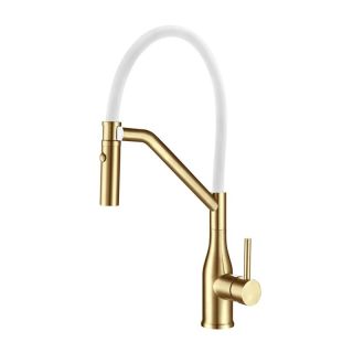 Смеситель для кухни Gappo G4098-13 с гибким изливом золотой сатин