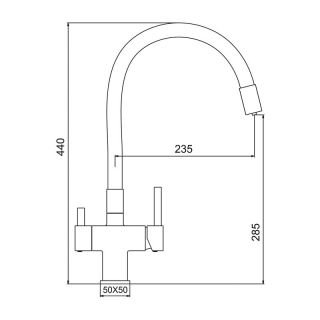Смеситель для кухни Gappo G4395-30 с подключением фильтра питьевой воды и гибким изливом хром/чёрный