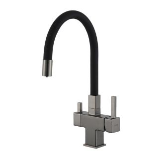 Смеситель для кухни Gappo G4395-39 с подключением фильтра питьевой воды и гибким изливом оружейная сталь
