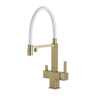 Смеситель для кухни Gappo G4395-53 с подключением фильтра питьевой воды и гибким изливом золото/белый