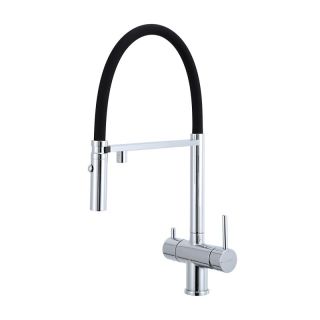 Смеситель для кухни Gappo G4397-80 с подключением фильтра питьевой воды и гибким изливом хром/чёрный