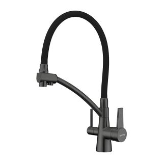 Смеситель для кухни Gappo G4398-19 с фильтром под питьевую воду оружейная сталь