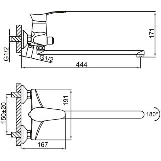 Смеситель для ванны и душа Frap F2201-20 хром