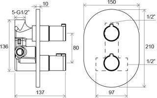 Смеситель Ravak Chrome-CR 064.00 X070095 для душа с внутренней часть