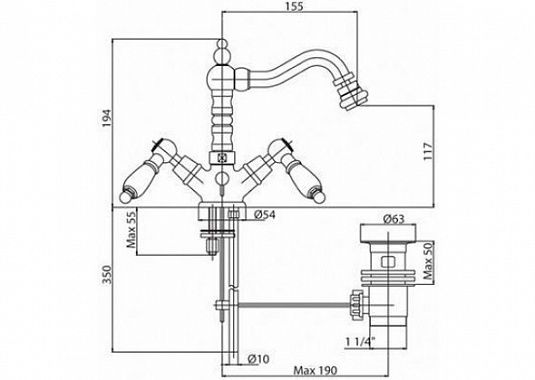 Смеситель для биде, хром Cezares FIRST-BS2-01-Bi