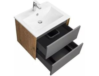 Тумба под раковину Акватон Сохо 60см дуб веллингтон/графит 1A258001AJA00