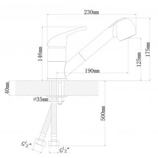 Смеситель для кухни Dr. Gans Соната с выдвижным изливом серый