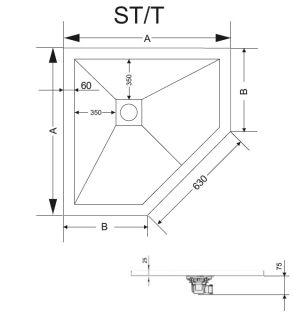 Поддон из искусственного камня RGW ST/T-0100G 1000х1000х25