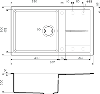Мойка кухонная Omoikiri Sumi 86-PL Tetogranit/платина
