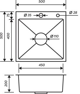 Кухонная мойка РМС MR-5050BL с корзиной и дозатором воронёная сталь
