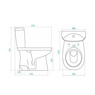 Унитаз напольный Santek - Анимо с сиденьем дюропласт Soft-close, верт. выпуск 1WH302136