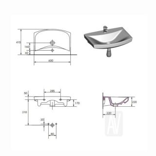 Раковина Cersanit CARINA 60 UM-CAR60/1 60x41.5