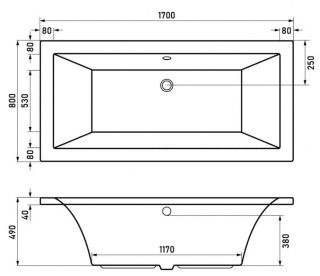 Акриловая ванна Berges Tari 170x80см белый 050028