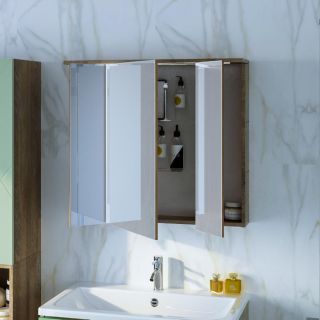 Зеркальный шкаф с подсветкой Бриклаер Кристалл 4627125417238 75 см дуб гранж песочный