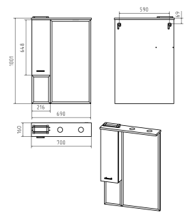 Зеркальный шкаф с подсветкой Misty Терра 70см левый белый