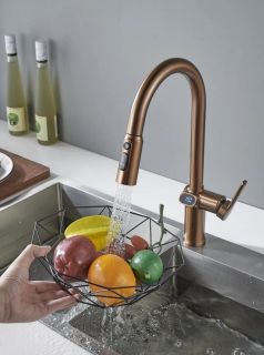 Смеситель для кухни с индикатором температуры Knotlor KN-100/RB, бронза