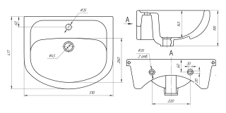 Мебельная раковина Универсал Элегия 50 см